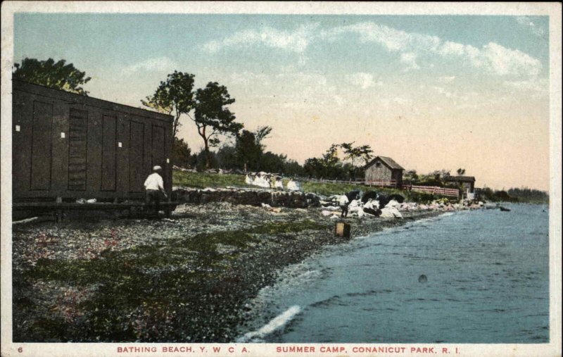 Conanicut RI Narragansett Bay Bathing Beach YWCA Camp c1915 Postcard