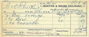 1901 Boston & Maine Railroad Receipt for Transportation, Boston, MA.  W1