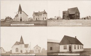 Vermilion Alberta Church Multiview Methodist English Baptist RPPC Postcard H41