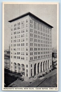 Cedar Rapids Iowa IA Postcard Merchants National Bank Building Aerial View 1940