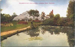 USA Conservatory And Lagoon Lincoln Park Chicago Illinois Postcard 09.43