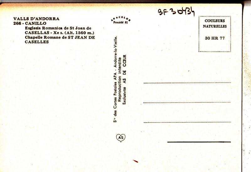 BF30434 andorra canillo esglisia romanica  front/back image