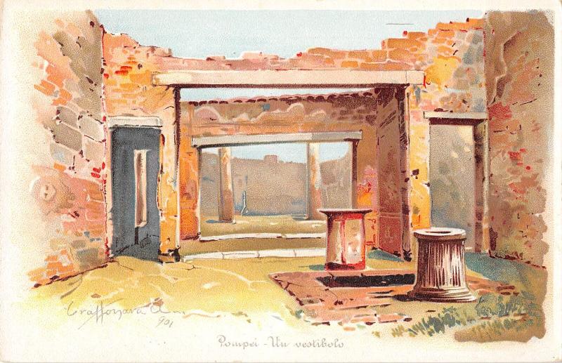 US2573 Italy Pompei Un Vestibolo Ruins  litho pompei artist signed