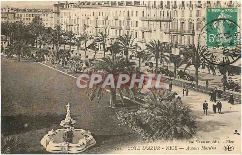 Old Postcard French Riviera Nice Avenue Massena