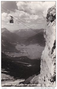 RP: Tiroler Zugspitzbahn , Blick auf Ehrwald , Austria , PU-1953