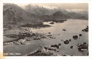 RPPC SITKA Aerial View Bird's Eye View Alaska ca 1930s Vintage Postcard