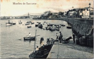 Spain Muelles de Santurce Vintage Postcard  C070