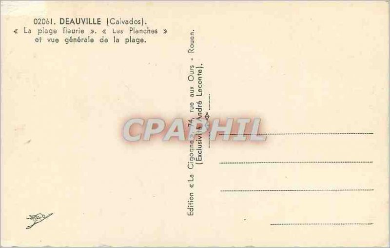 Modern Postcard Deauville (Calvados) Beach flowery boards and general view of...