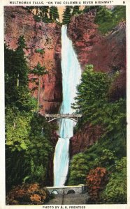 Vintage Postcard 1935 Multinomah Falls on Columbia River Highway Portland Oregon