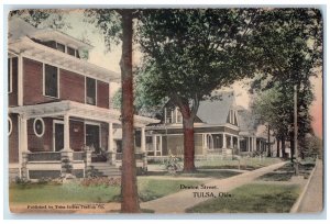 c1910's Denton Street Houses Tulsa Oklahoma OK Handcolored Antique Postcard