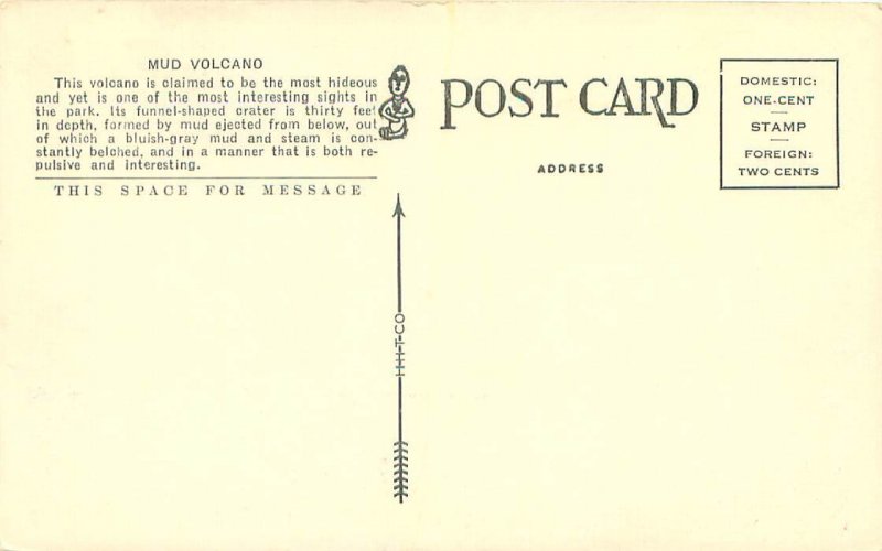 Postcard Crater of Mud Vocano, Yellowstone Wyoming Tourists  WB Unused