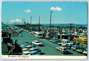 Westport Washington Postcard Waterfront Shows Fishing Boats 1960 Vintage Antique