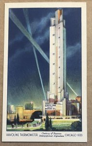 VINT. PC UNUSED - HAVOLINE WORLD'S LARGEST THERMOMETER, 1933 EXPO, CHICAGO, ILL.