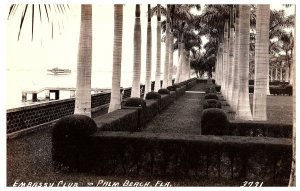 RPPC Postcard Embassy Club Exterior w Pal Trees Palm Beach Florida