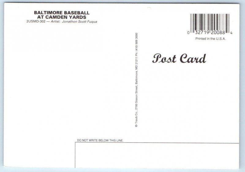 CAMDEN YARDS, Baltimore MD ~Jonathon Scott Fuqua BASEBALL STADIUM 4x6 Postcard