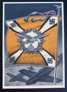 Mint WW 2 Germany Color Picture Postcard Our Wehrmacht Fighter pilot flag