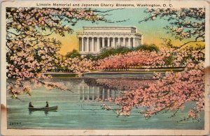 Lincoln Memorial and Japanese Cherry Blossom Washington DC Postcard PC409