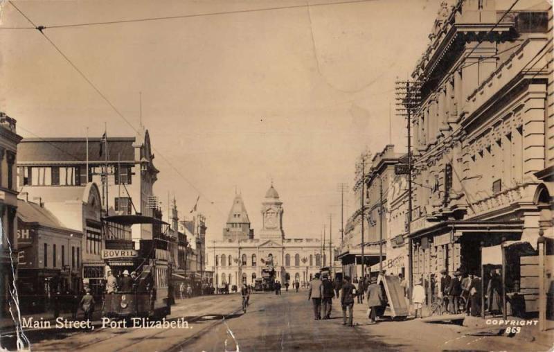 Port Elizabeth South Africa Main Street Scene Real Photo Antique Postcard K22501