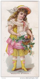 TC: Muzzy's Corn Starch, Girl Holding A Basket Full Of Flowers, Muzzy Starc...