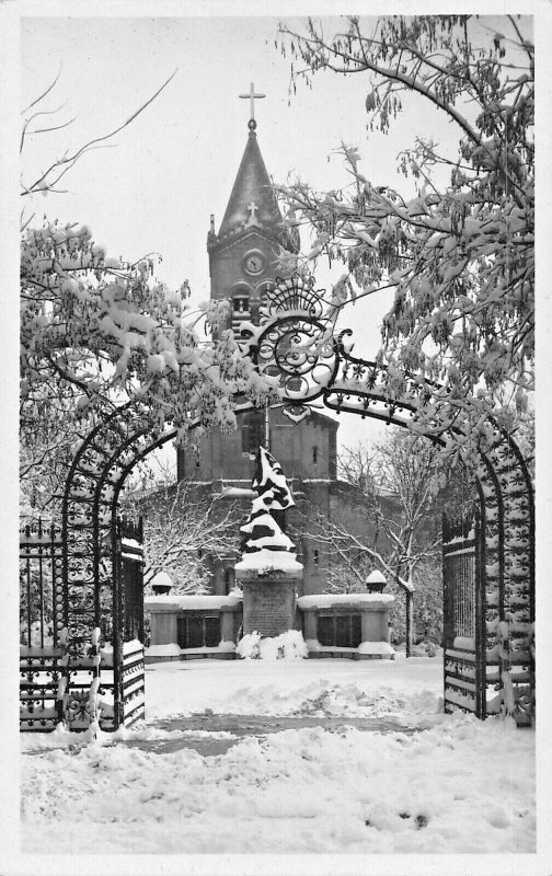 SETIF ALGERIE AFRICA~L'EGLISE et le MONUMENT aux MORTS IN SNOW PHOTO POSTCARD