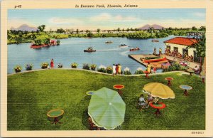 Phoenix AZ Encanto Park Unused Lollesgard Linen Postcard G59