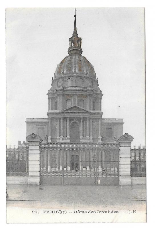 Paris France Dome des Invalides J.H. Vtg Postcard