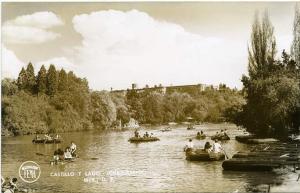 RPPC Rafting in Lake - Castle in Background - Chapultepec Park - Mexico City