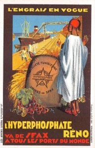 HYPERPHOSPHATE FERTILIZER SHIP AFRICA ETHNIC ADVERTISING POSTCARD (c. 1910)