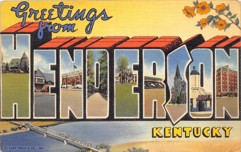 C51/ Henderson Kentucky Ky Postcard 1941 Large Letter Linen Greetings from