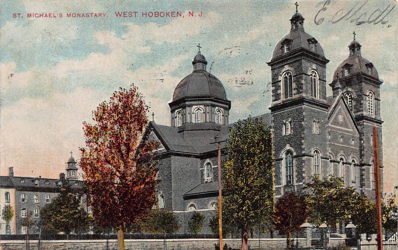 St. Michael's Monastary, West Hoboken, N.J., Early Postcard, Used in 1909