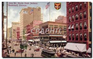 USA Chicago Old Postcard State St North from Jackson Boulevard