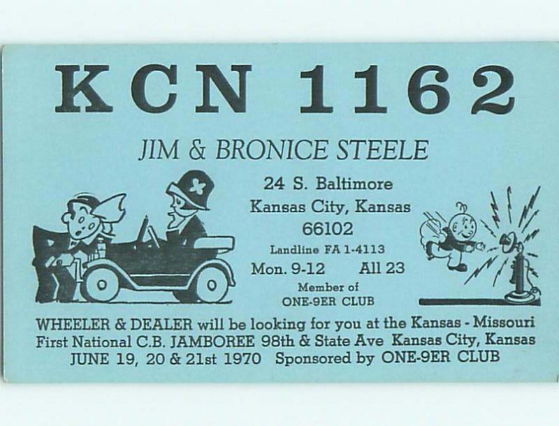 comic - QSL CB HAM RADIO CARD Kansas City Kansas KS t9521
