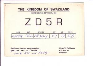 Black Boys in Costume, Swaziland,  QSL ZD5R, VE3EWY Mbabane, 1968