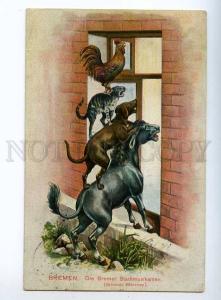 240484 Town Musicians of Bremen DONKEY Dog Vintage postcard