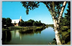 Saint Ambrose Church, River Scene, Thessalon, Ontario, Vintage Postcard, NOS