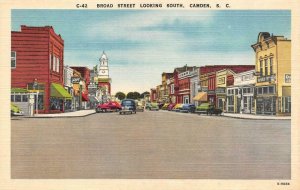 CAMDEN, SC South Carolina BROAD STREET SCENE~South  MK COFFEE  c1940's Postcard