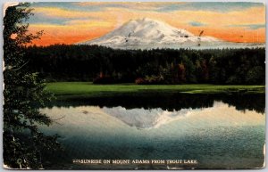 Washington WA, 1920 Sunrise on Mount, Adams from Trout Lake, Vintage Postcard