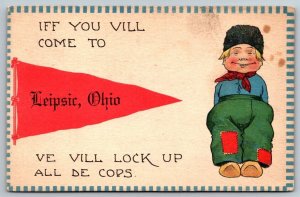 1913  Leipsic  Ohio  Dutch Boy  Flag    Postcard