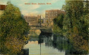 Postcard Michigan Jackson Grand River #18 23-5277