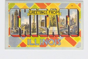 BIG LARGE LETTER VINTAGE POSTCARD GREETINGS FROM ILLINOIS CHICAGO #1