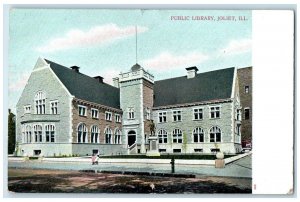 c1905 Public Library Building Dirt Road Monument Joliet Illinois IL Postcard