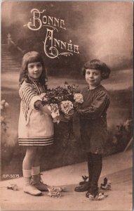 Happy New Year Children Bonne Annee Vintage Postcard C221