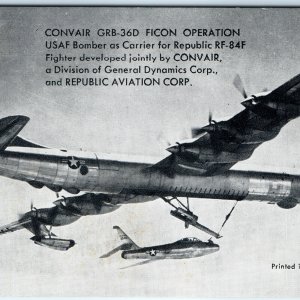 c1940s Aviation Convair GRB-36D USAF Bomber Aircraft Fighter Refueling Card A116