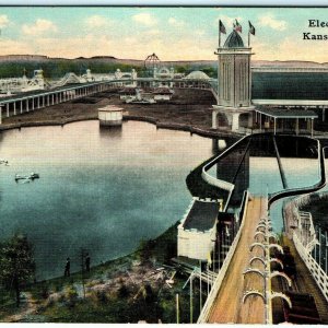 c1910s Kansas City, MO Electric Park Birds Eye Postcard Aerial Top Station A A39