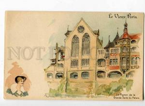 251314 Old PARIS Great Hall of Palace by ROBIDA Vintage PC