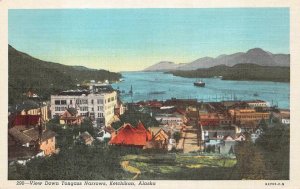 KETCHIKAN ALASKA AND TONGASS NARROWS SHIP POSTCARD (c. 1920s)
