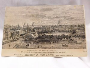 1870's-80's Large Fully Engraved City View of Providence, RI Eben J. Beane #T