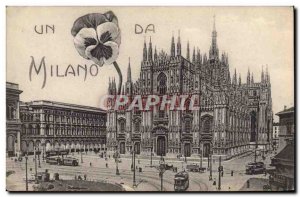 Postcard Old Milan Duomo Flowers