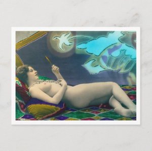 French Nude Woman futurist Erotic Vintage Inspired Postcard