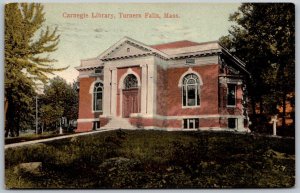 Turners Falls Massachusetts 1908 Postcard Carnegie Library